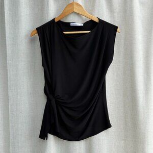d.n.a Couture Black Draped Tie Waist Top Size Small